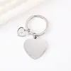 Llavero de Acero Inoxidable con Forma de Corazón Color Láser Metal Impreso en Láser Forma de Corazón Semilla de Mostaza Material en Blanco Transfronterizo para Grabado