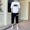 Camiseta Juvenil de Nuevo Estilo para Verano de Manga Corta para Estudiantes de Secundaria Niños Conjunto Deportivo Casual de Moda Conjunto de Dos Piezas