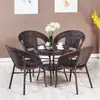 Conjunto de Mesa e Cadeiras para Varanda Externa, Conjunto de Três Peças de Cadeira de Rattan, Mesa Pequena, Mesa de Centro, Cadeira de Lazer com Encosto, Cadeira para Pátio Externo