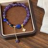 Colgante Explosivo de Flor de Cuatro Hojas Nuevo Estilo Chino Estilo Nacional Pulsera de Piedra Natural Amatista Pulsera Tejida a Mano para Mujer