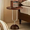 Mesa de Centro em Madeira Maciça e Aço Inoxidável Estilo Retrô, Mesa Lateral Pequena para Sofá, Mesa de Cabeceira para Quarto, Mesa Lateral Criativa, Estante de Armazenamento Móvel