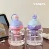 Taza de Plástico de Gran Capacidad con Dibujos de Verano, Taza con Popote de Separación de Té y Agua de Aspecto Elegante, Taza de Agua Portátil Linda para Niña para Exteriores