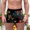Comércio Exterior Transfronteiriço Roupa Íntima Masculina Estampada de Natal Estilo Novo Europeu e Americano Confortável e Respirável Seda de Leite Boxer de Cintura Média