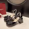 2026 nuevos tacones altos de verano punta redonda francesa tacón grueso tacones altos sandalias de mujer Mary Jane zapatos de vestir lolita