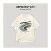 Verano Europeo y Americano Nueva Moda Marca Popular Estampado de Tiburón Manga Corta Streetwear Holgado Casual Camiseta Estilo Unisex Top de Moda ins