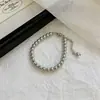 Luxo Leve e Sensação de Alta Qualidade, Pulseira de Pérolas de Vidro Perfeitamente Redondas para Mulheres, Miçangas Arroz Pequenas Empilháveis, Joias Modernas Simples e Versáteis