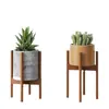 Soporte de planta ajustable para interiores, soporte de planta de bambú de 8 a 12 pulgadas (aproximadamente 20.3 a 30.4