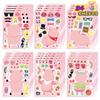 Pegatinas de dibujos animados de cerdito rosa con temática de fiesta de animales para niños, pegatinas para manualidades DIY