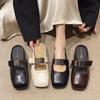 Pantuflas Baotou para Mujer para Exterior Primavera y Verano 2025 Nuevas Zapatos Muller Planos sin Cordones Elegantes Zapatos Mary Jane para Mujer