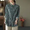 Camisa Larga Artística Floral Vintage Nueva para Mujer Primavera y Otoño, Top Holgado Versátil Casual y Elegante