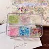 Nuevas Decoraciones de Uñas con Cuentas de Vidrio de Colores, Decoraciones para Uñas con Cuentas de Burbujas Aurora Dopamina Mixtas de 6 Compartimentos