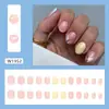 Comércio Exterior Simples Amarelo e Azul Cor Obliqua Manicure Francesa Removível Usáveis Unhas 24 Peças Unhas de Pressão