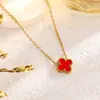 Acero de titanio doble cara trébol de cuatro hojas collar, pulsera, pendientes de lujo ligero, cadena para clavícula simple de acero de titanio que no se decolora fabricante