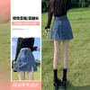 Falda Short de Mezclilla de Cintura Alta con Abertura para Mujer Verano Delgada 2025 Talla Grande Nueva Falda Pantalón de Corte A que Cubre la Cadera