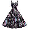 L Vestido de fiesta de Halloween con estampado retro, nuevo, transfronterizo, europeo y americano, sexy, con doble tirante y espalda descubierta