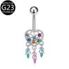 F136 Titanio Cadena Larga Zircón Anillo para Ombligo Material G23 Anillo para Ombligo Suministro de Joyería para Perforación Venta al por Mayor Transfronteriza