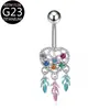 Comercio Electrónico Transfronterizo Mayorista F136 Forma de Corazón G23 Circonita Cadena Anillo de Ombligo Colorido Joyería para Piercing