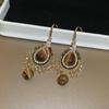 Aretes Retro de Alto Grado Aguja de Plata Flor de Diamante Sentido Europeo y Americano Exagerados Elegantes Aretes Ligeros de Lujo Nicho Venta al por Mayor Mujeres