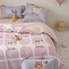 Versão Grande Estampa de Posicionamento Outono e Inverno Algodão Espessado Escovado Conjunto de Quatro Peças Roupa de Cama 100% Algodão Conjunto Dopamina Cartoon