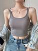 Camisola Preta 100% Algodão com Bojo para Mulheres, Novo Estilo Verão 2026, Peça Externa com Lindo Design nas Costas, Top com Sutiã Integrado