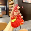 Llavero creativo de ganchillo de felpa para Nochebuena, regalo feliz de Navidad, colgante seguro de alegría, llavero de coche