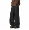 Calça de Moletom Estilo Americano Pesada Desconstruída em Formato de Cimitarra para Homens e Mulheres, Outono e Inverno, Esportiva Casual Juvenil, Calça de Perna Larga Versátil, Calça de Perna Reta