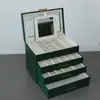 Nuevo cajón de hardware de alta gama caja de joyería de cuero PU fabricantes de Jinhua caja de joyería con ventana de 4 capas espejo de tocador incorporado