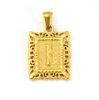 Collar de Letra de Acero Inoxidable Versátil Transfronterizo Europeo y Americano con Oro de 18K para Mujer, Colgante Único Cuadrado Geométrico Hueco, Venta al por Mayor en Stock