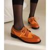 Zapatos de Moda Europeos y Americanos de Punta Redonda para Mujer con Costuras Frontales con Cordones Zapatos Planos de Tacón Bajo Casual de Negocios para Mujer