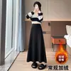 Nuevo Estilo Otoño/Invierno 2026 Falda Media Gruesa Forrada de Polar Cachemir Cepillado Falda Casual Suelta de Dobladillo Ancho