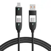 Cabo de Dados Quatro em Um de Silicone Líquido com Luz de Carregamento Rápido 100W Adequado para Carregamento de Celular Apple 15 Duas Pontas Duas Linhas