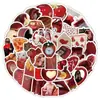 60 Piezas de Pegatina Transfronteriza Impermeable Decorativa Roja Retro para Cuaderno, Funda de Teléfono Móvil, Maleta de Tableta, Diario de Mano, Venta al por Mayor