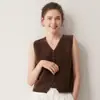 Suéter 100% cachemir puro, nuevo chaleco de punto de cuello en V para otoño e invierno con botones de un solo botón, suéter base de punto versátil de corte holgado