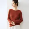 Suéter Pulôver Gola Redonda Novo Outono/Inverno 100% Caxemira Bai Cai Rong Cor Sólida Simples Versátil Malha Top Solto Camisa Base Texturizada