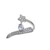 Anillo de estilo Ins con microincrustaciones de circonita, superbrillante, con forma de estrella y lazo, ajustable, para mujer.