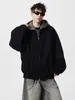 Jaqueta Capuzada Falsa de Duas Peças Color Block para Homens, Nova Tendência Outono e Inverno Estilo Americano Casual Acolchoada Jaqueta de Voo Preta Casaco de Algodão