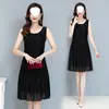 Camiseta Básica Sin Mangas para Mujer de Primavera y Otoño Vestido Base Verano Tallas Grandes Ropa para Mujer Vestido Chaleco de Longitud Media Holgado Adelgazante