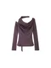 Camiseta feminina de manga longa estilo coreano com gola halter e decote drop, modelagem slim, novo top elegante estilo coreano para o outono, ideal para o trabalho.