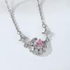 Estilo Coreano Nuevo Cobre Chapado en Zirconio Oro Verdadero Rosa Amor Sueño Corazón Luna Collar Moda Mujer Colgante Estrella Luna Cadena Clavícula