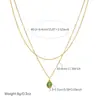 Colar de Resina Verde de Camada Dupla, Estilo Chinês Novo Retro de Luxo Leve, Design em Camadas, Corrente Elegante e Versátil para Clavícula da Moda para Mulheres