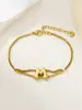 Nuevo Anillo de Acero Inoxidable al por Mayor Transfronterizo 26 Letras Inglesas Anillo de Doble Capa Pulsera Chapada en Oro
