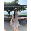 Vestido Retro de Verano Nuevo con Parches y Cuello Polo, Ajustado, Manga Corta, Falda Abullonada para Mujer