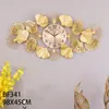 Relógio de parede de ferro relógio de folha de ginkgo sala de estar relógio decorativo para casa pingente em estoque cor dourada um lote de cabelo