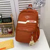 Mochila Nova de Grande Capacidade com Múltiplos Bolsos e Contraste de Cor com Pequena Bolsa Pendurada, Mochila Escolar Unissex para Meninos e Meninas
