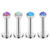 F136 Titanio Rosca Interna Fondo Plano Ópalo No Alergénico Aleación de Titanio Pendientes de Piercing Joyería para Labios Joyería para Clavos de Lengua