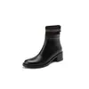 Botas de Mujer de Caña Corta Tacón Cuadrado Otoño e Invierno Botas de Lana Británica Costuras Cuello Nuevo Comercio Exterior Chino Botas Martin 33 Tacón Botas 43 Adulto