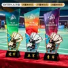 Trofeos de cristal hechos a medida para competiciones de bádminton, premios y recuerdos personalizados para campeones de eventos deportivos individuales y de dobles