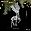Nova Decoração de Natal Acrílico Rena Floco de Neve Estrela Explodindo Pingente Transparente Ornamento de Decoração de Atmosfera Natalina