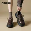 Zapatos Planos de Suela Gruesa Aogushi Deng para Mujer 2026 Nuevo Otoño/Invierno Estilo Británico Cómodos para los Pies Viaje JK Zapatos Pequeños de Cuero