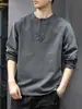 Camiseta Casual de Manga Larga Nueva Tendencia 2025 para Hombre Primavera y Otoño Cuello Henley Holgada Casual Versátil Top Base